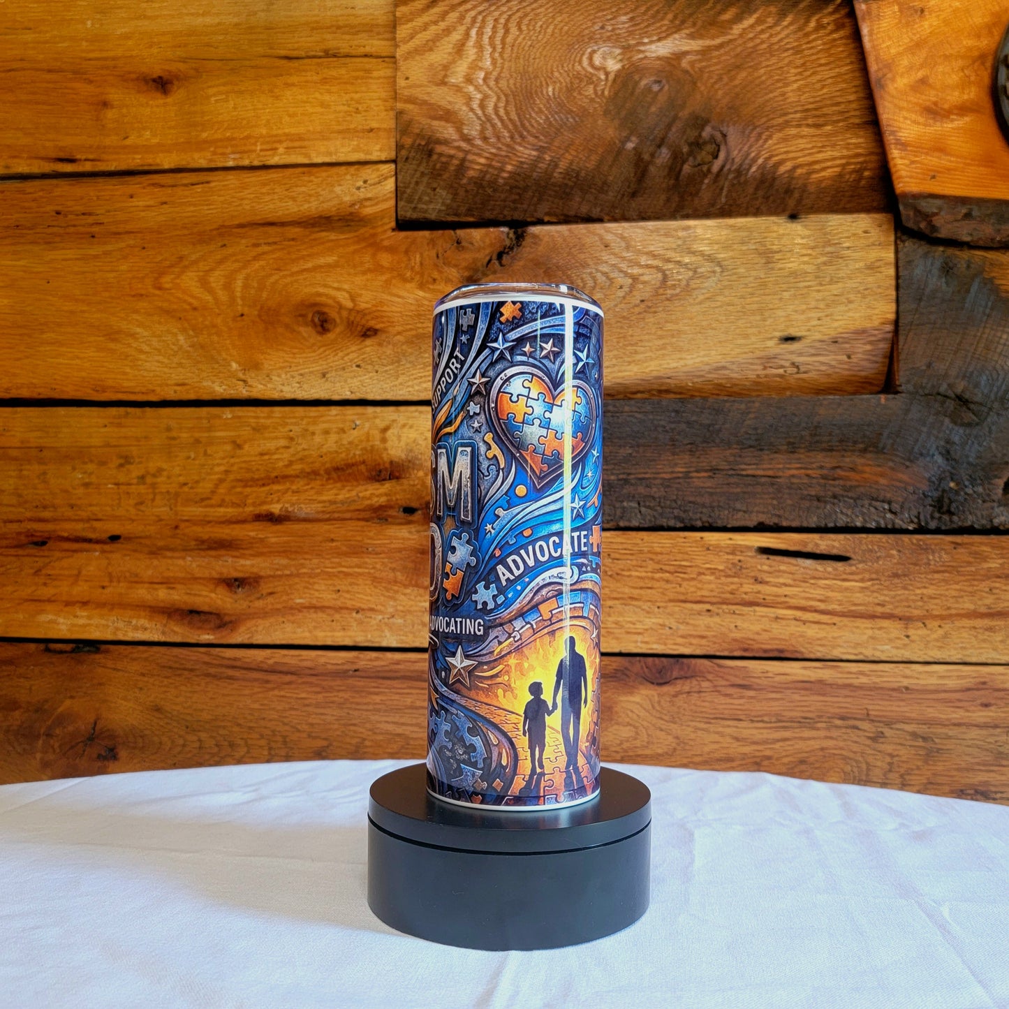 20oz Skinny Tumbler Autism Awareness "Autism Dad"