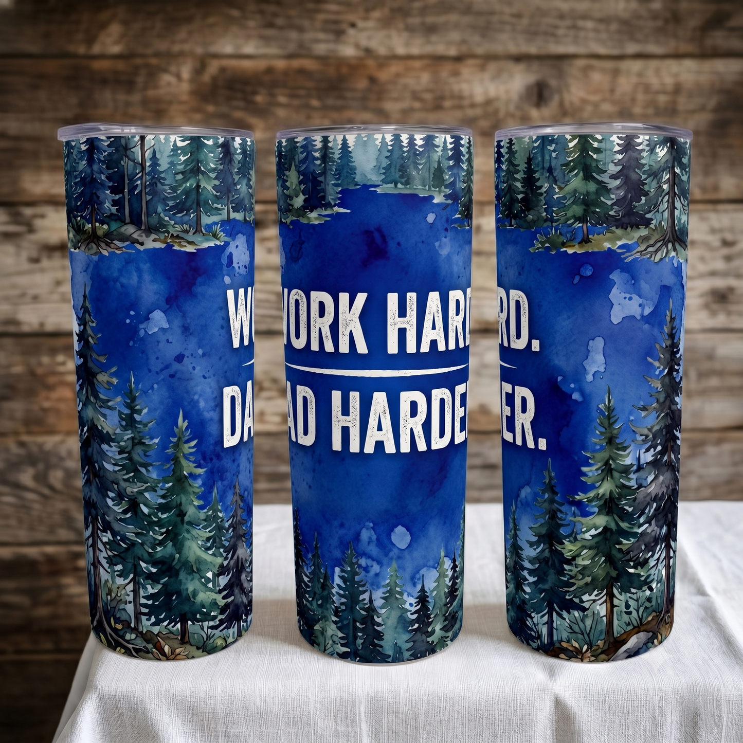 20oz Skinny Tumbler Work Hard Dad Harder