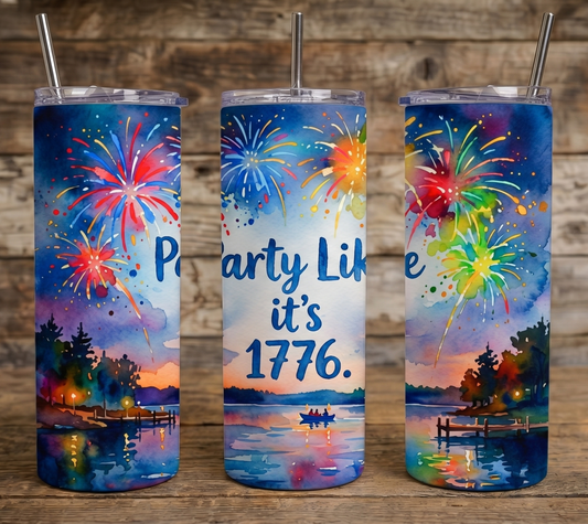 20oz Skinny Tumbler Party Like it's 1776