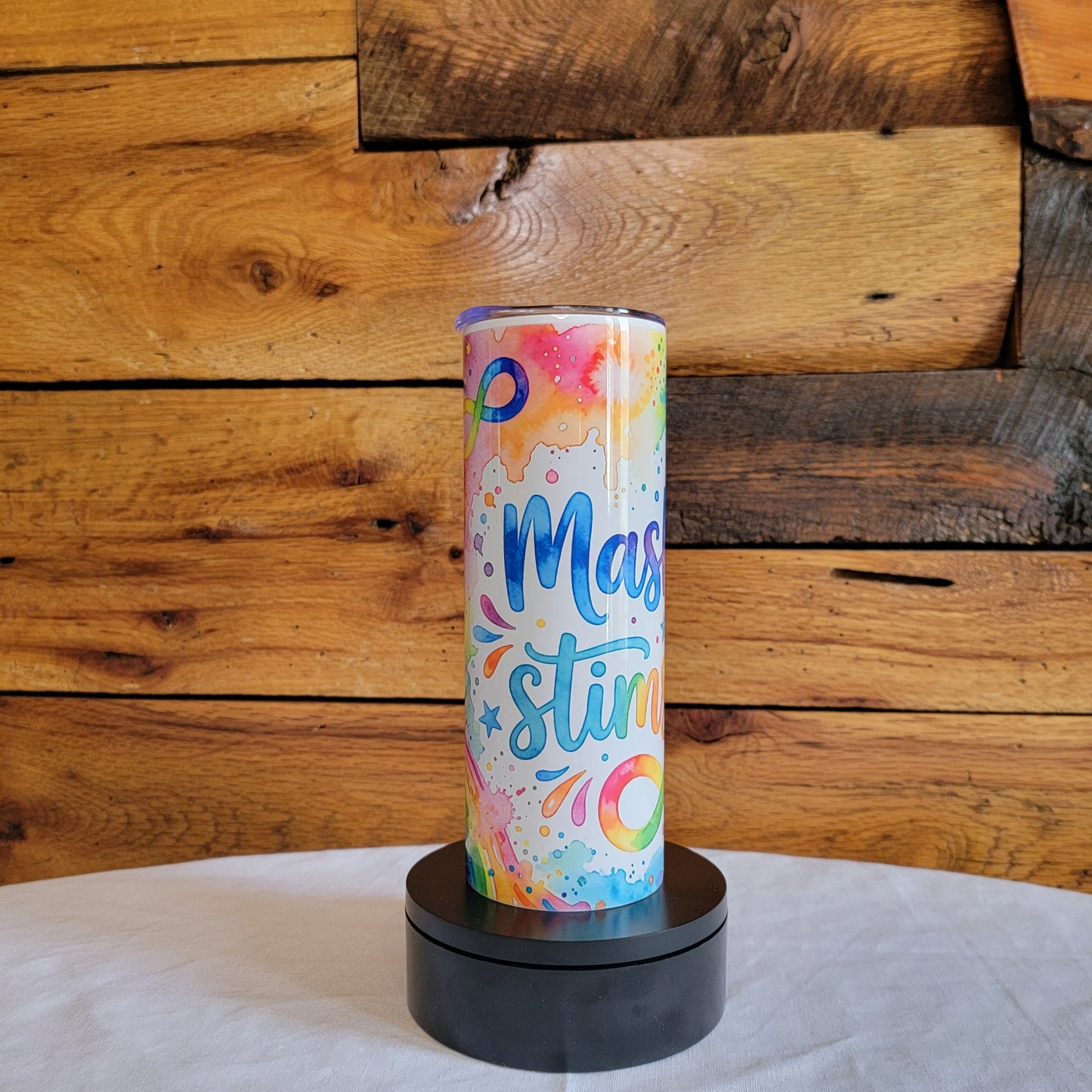 20oz Skinny Tumbler Autism Awareness "Mask off, Stims Out"