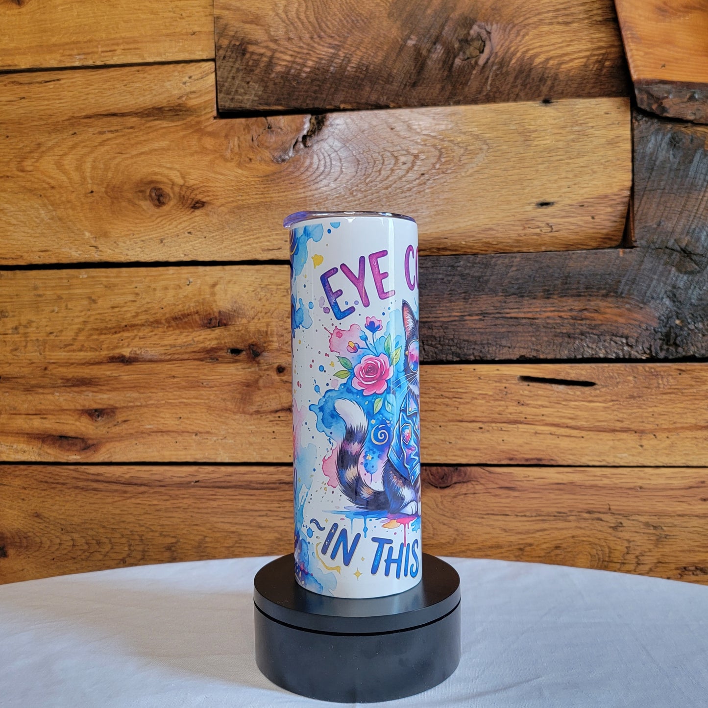 20oz Skinny Tumbler Autism Awareness "Eye Contact? In this economy"