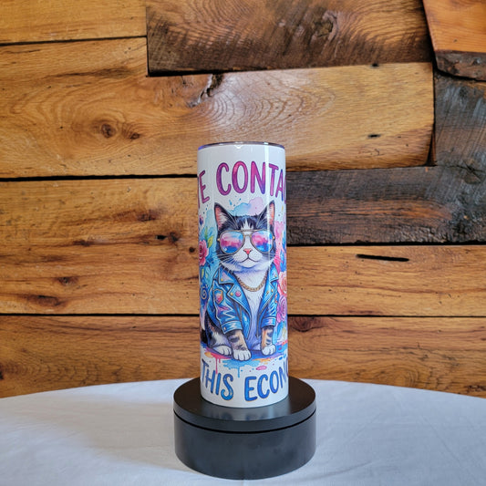 20oz Skinny Tumbler Autism Awareness "Eye Contact? In this economy"