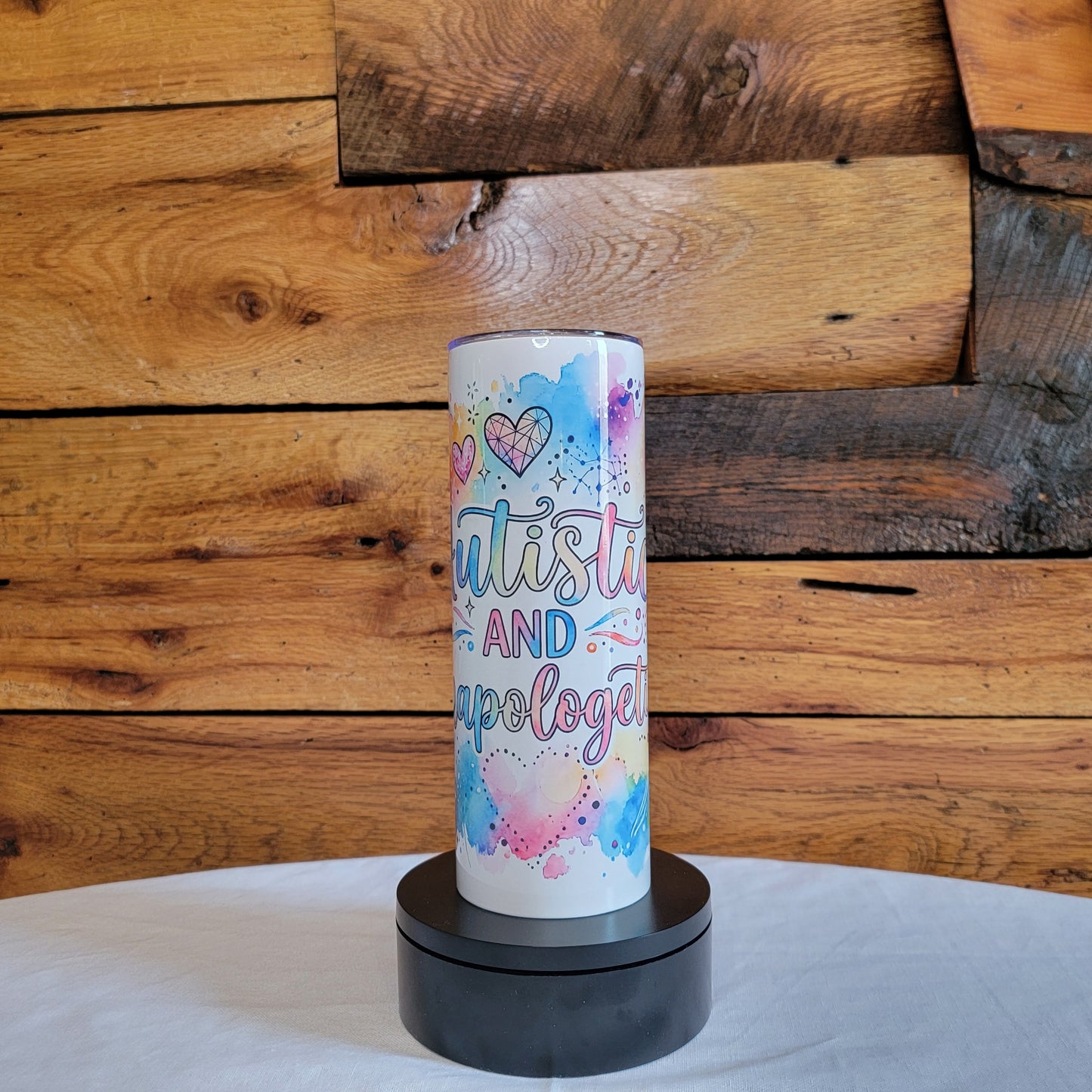 20oz Skinny Tumbler Autism Awareness "Autistic and Unapologetic"
