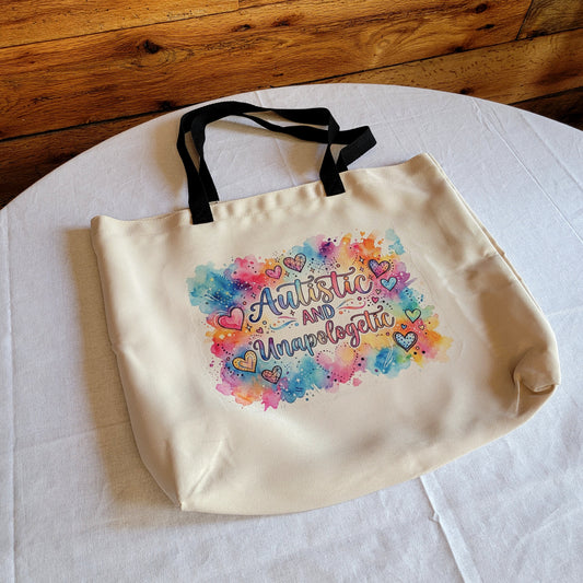 Autism Awareness Tote Bag "Autistic and Unapologetic"