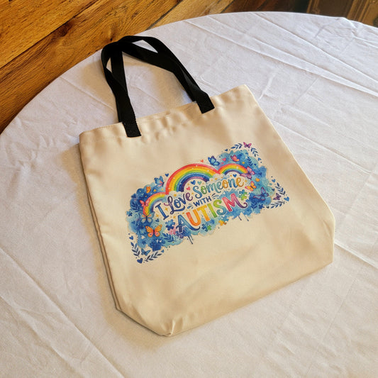 Autism Awareness Tote Bag "I Love Someone with Autism"