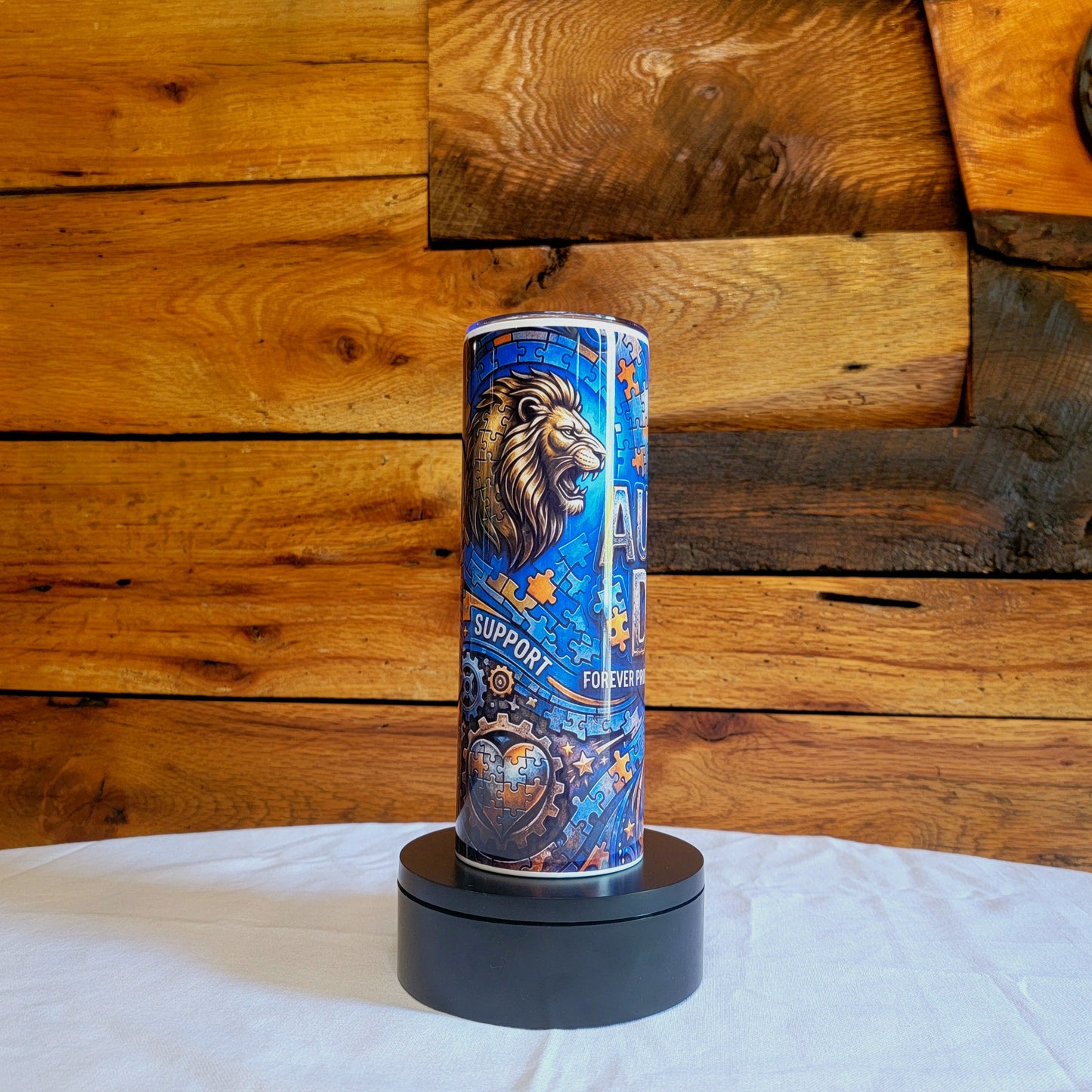 20oz Skinny Tumbler Autism Awareness "Autism Dad"