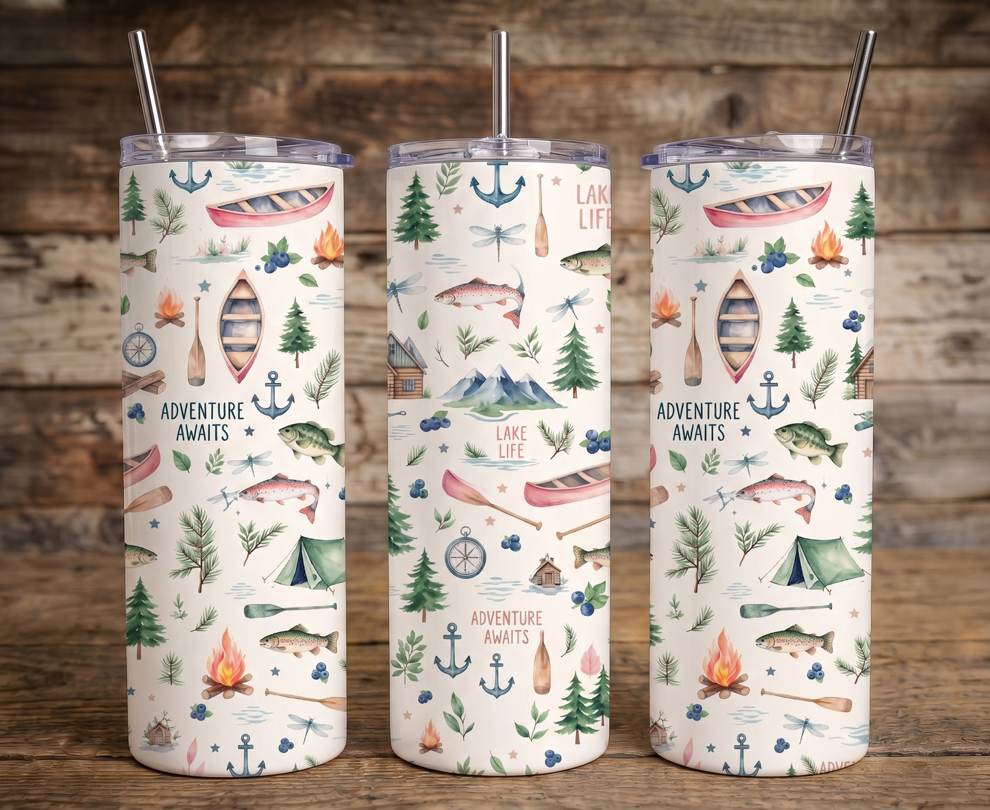 20oz Skinny Tumbler Lake Life