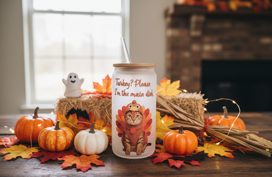 "Turkey? Please. I'm the Main Dish." 16oz Frosted Beer Cup