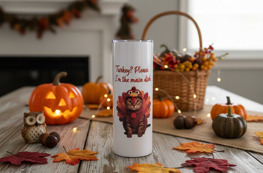 "Turkey? Please. I'm the Main Dish." 20oz Stainless Steel Tumbler